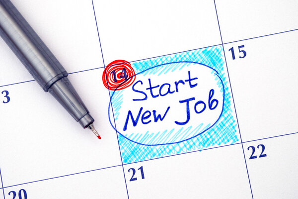 Reminder Start New Job in calendar