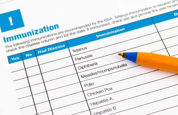 Modulo di domanda di immunizzazione — Foto Stock