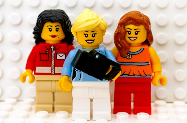 Three Lego girls make selfie — Stock Photo, Image