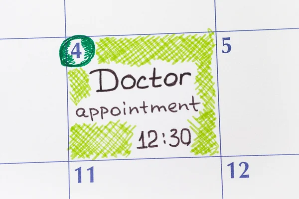 Påmindelse Læge udnævnelse i kalender - Stock-foto