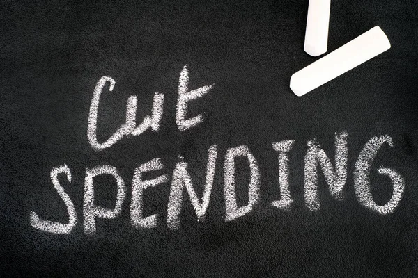 Words Cut Spending Written Blackboard Chalks — Stock Photo, Image