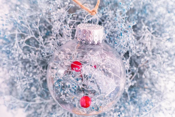 Handgemachter Weihnachtsschmuck Mit Gypsophila Gypsophila Blume Hintergrund — Stockfoto