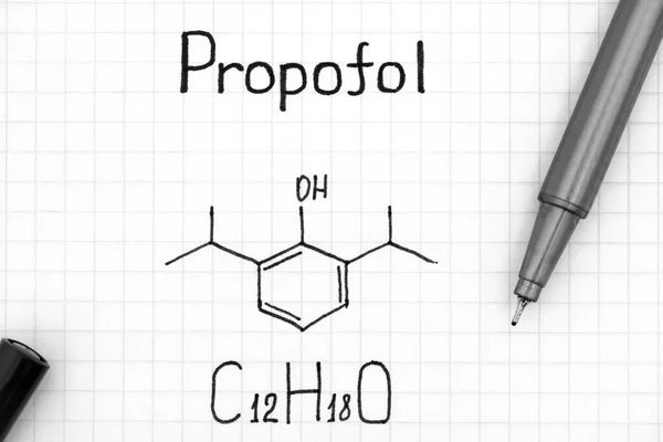 ペンでプロポフォールの化学式 — ストック写真