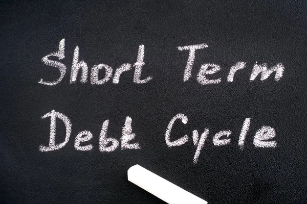 Blackboard Words Short Term Debt Cycle Chalk — Stock Photo, Image