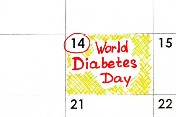 Lembrete Dia Mundial Diabetes Calendário Novembro — Fotografia de Stock