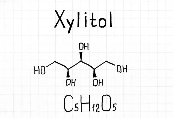 Handwriting Chemical Formula Xylitol Close — Stock Photo, Image