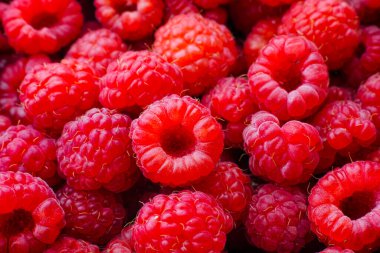 Taze organik olgun ahududu arka planı. Tam çerçeve.