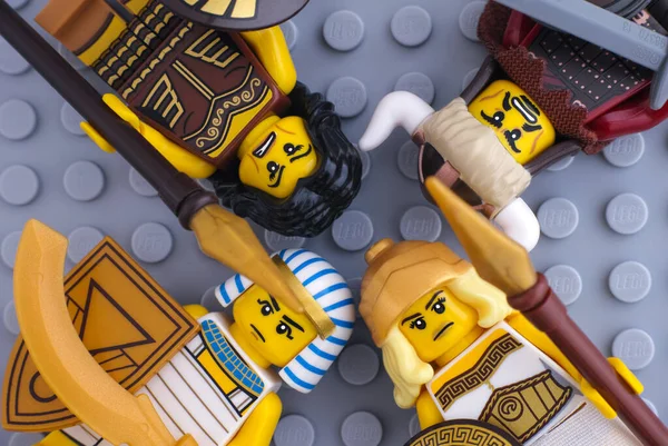 Tambov Russische Federatie Mei 2021 Vier Lego Krijger Minifiguren Egyptische — Stockfoto