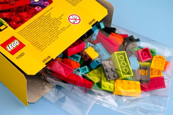 Tambov Russian Federation September 2019 New Lego Blocks Bricks Spill — Stock Photo, Image