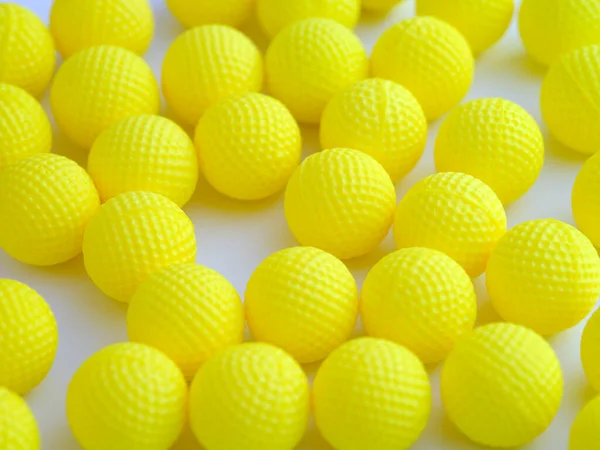 Lot Yellow Balls White Background — Stock Photo, Image