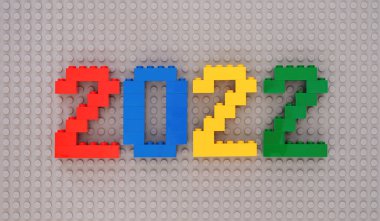 Tambov, Rusya Federasyonu - 22 Temmuz 2021 Lego numarası 2022. Yeni yıl konsepti. 