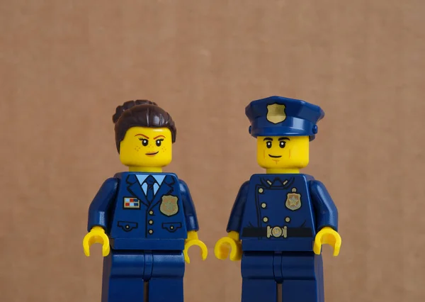 Tambov Russian Federation July 2021 Two Lego Police Officers Brown — Stock Photo, Image