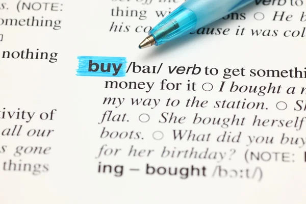 Definition word buy in dictionary — Stock Photo, Image