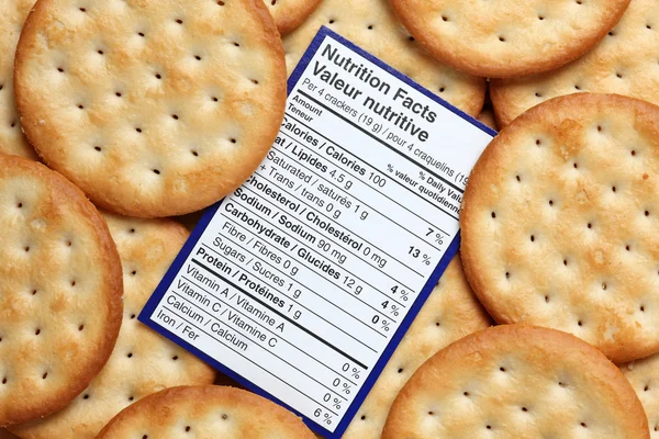 Crackers información nutricional — Foto de Stock