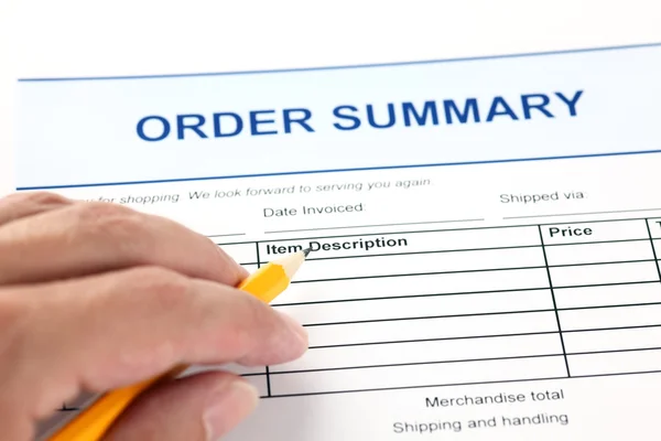 Order summary application form — Stock Photo, Image