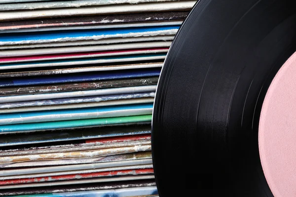 Collection d'anciens disques vinyles — Photo