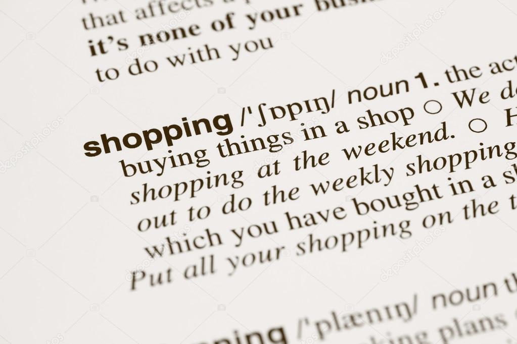 Definition word shopping in dictionary