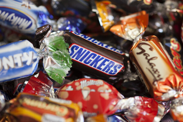 Snickers in candy heap