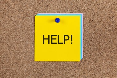 Yardım! corkboard üzerinde