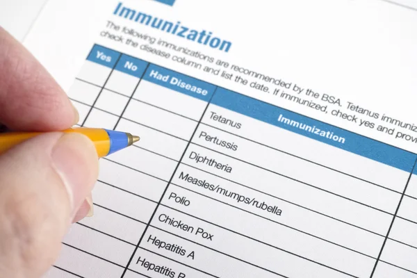 Immunisering ansökningsblankett — Stockfoto