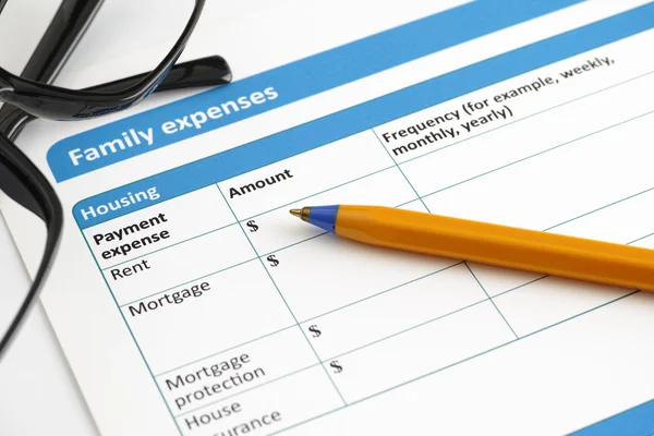 Family expenses applicacion form — Stock Photo, Image