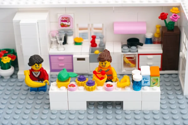 Lego custom domestic kitchen — Stock Photo, Image