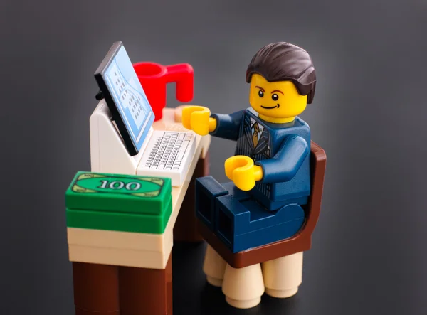 Lego businessman and his working place — Stock Photo, Image