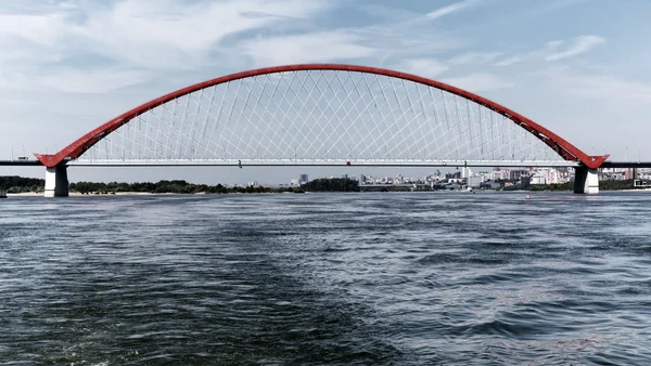 Červený most v Novosibirsk, Rusko — Stock fotografie