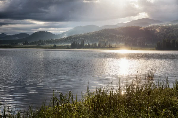 Tidigt på morgonen på sjön — Stockfoto