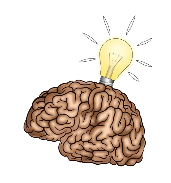 Cerveau créatif avec ampoule - Illustration — Photo