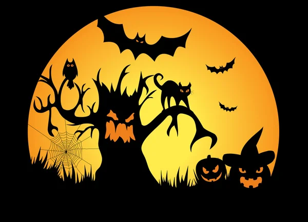 Luna piena notte di Halloween - Illustrazione — Foto Stock