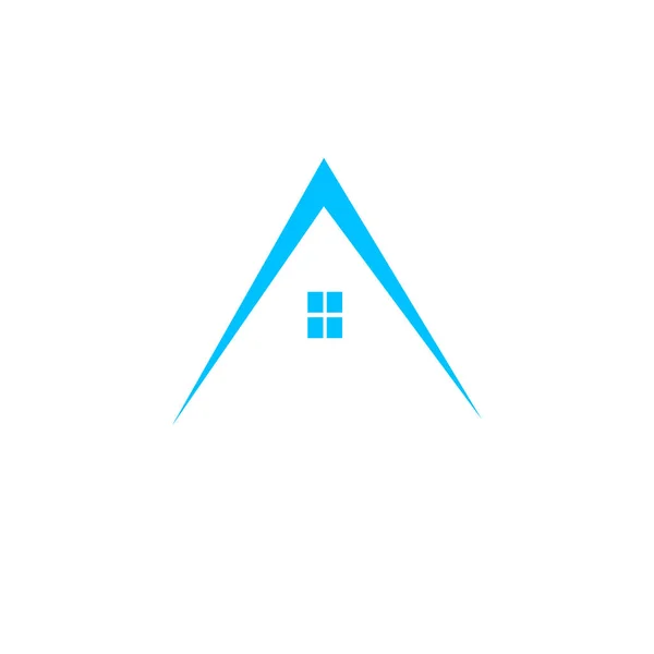 Blue Roof Window Architecture Υπογραφη Συμβολη — Διανυσματικό Αρχείο