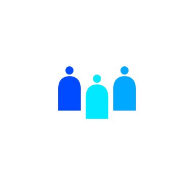People crowd, people together blue sign symbol, on white