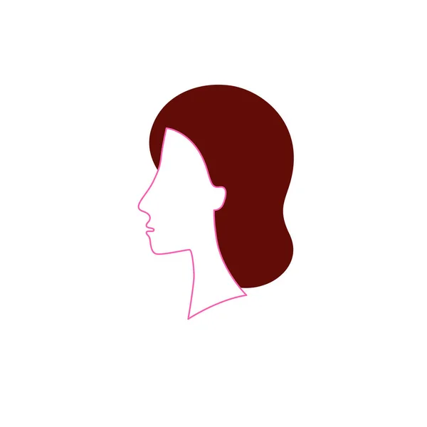 Woman Head Sign Symbol Brown Hair Hair Dresser Art Studio — Stock Vector