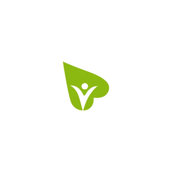 Umano Foglia Eco Logo Arte Simbolo Icona Bianco — Vettoriale Stock