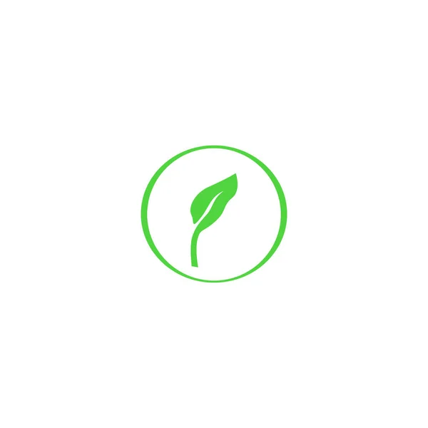 Simple Green Leave Logo Sign Symbol Art White — Vector de stock