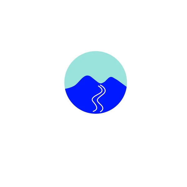 Σχεδιασμός Ψηλό Μπλε Hills Βουνό Τέχνη Εικονογράφηση Πινακίδα Σύμβολο Λευκό — Διανυσματικό Αρχείο