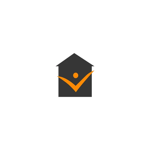 Casa Com Arte Humana Logotipo Símbolo Sinal Isolado Branco — Vetor de Stock