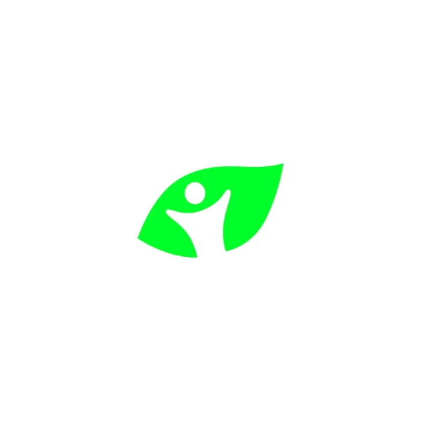 Diseño Leaf Con Logo Humano Signo Simbol Arte Blanco — Vector de stock