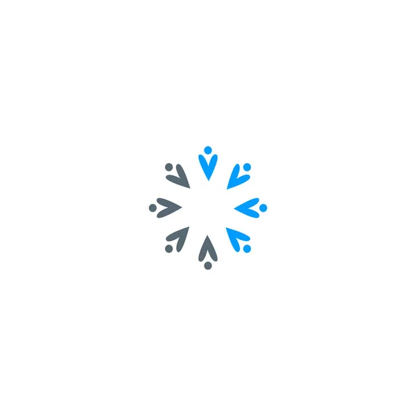 Hjärtformade Människor Logotyp Skylt Symbol Vit Blå — Stock vektor