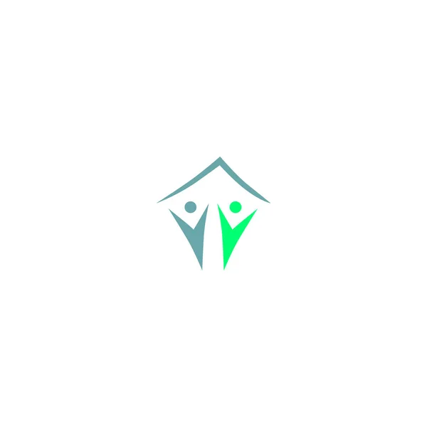 Mensen Onder Dak Teken Symbool Logo Kunstwerk Wit — Stockvector