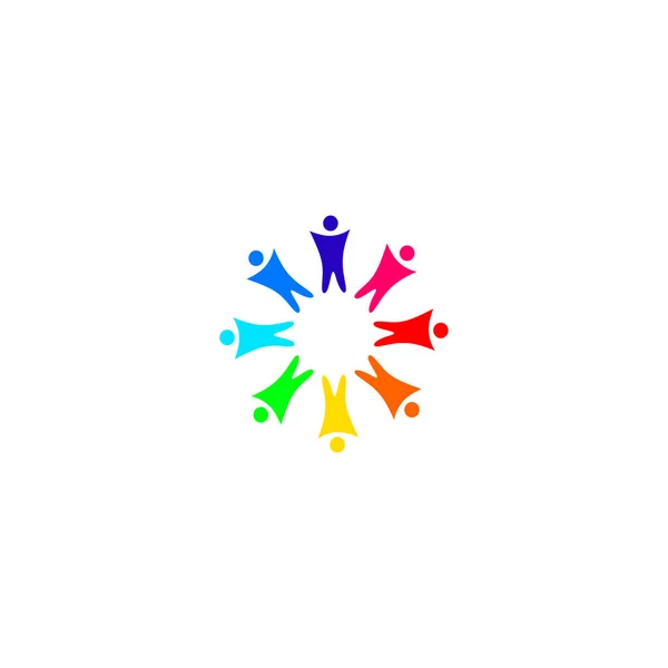 Πολύχρωμο Άνθρωποι Μαζί Λογότυπο Πινακίδα Σύμβολο Τέχνη Που Απομονώνονται Λευκό — Διανυσματικό Αρχείο