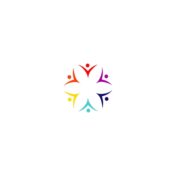 Colorful People Together Sign Symbol Logo Artwork Isolated White — Stock Vector