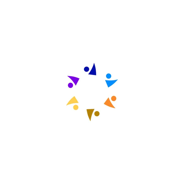 Persone Colorate Insieme Arte Firma Simbolo Logo Isolato Bianco — Vettoriale Stock