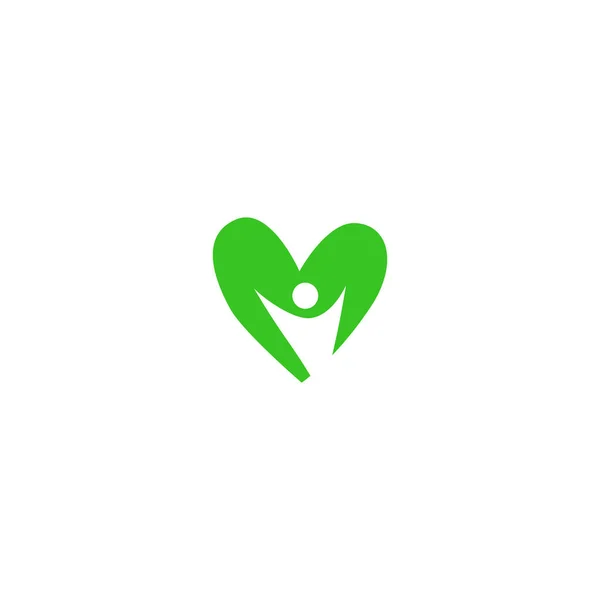 Corazón Salud Verde Con Signo Persona Símbolo Arte Logotipo Aislado — Vector de stock