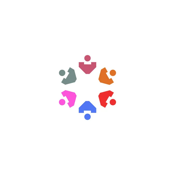 Geometrische Kleurrijke Mensen Teken Symbool Kunst Clipart Logo Samen Geïsoleerd — Stockvector