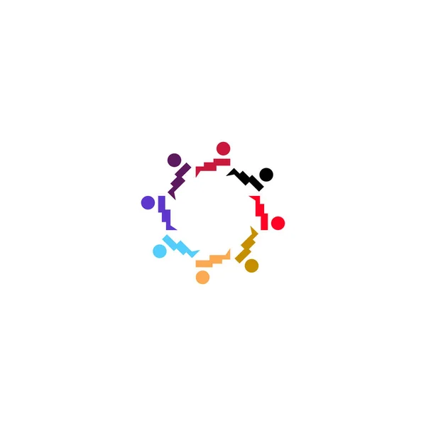 Renkli Insanlar Bir Arada Piksel Baskısı Clipart Art Logo Power — Stok Vektör