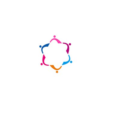 Renkli İnsanlar Birlikte İmza, Sembol, Sanat ve Logo Beyazda İzole Edildi