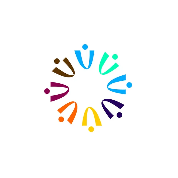 Colorful People Circle Sign Symbol Art Logo — Stock Vector