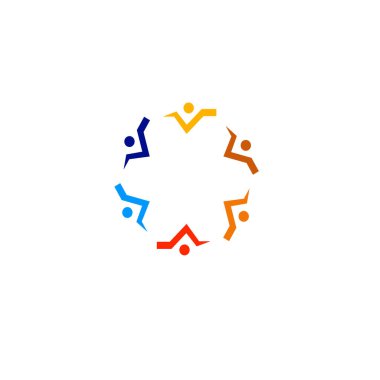 Renkli İnsanlar Birlikte İmza, Sembol, Sanat ve Logo Beyazda İzole Edildi